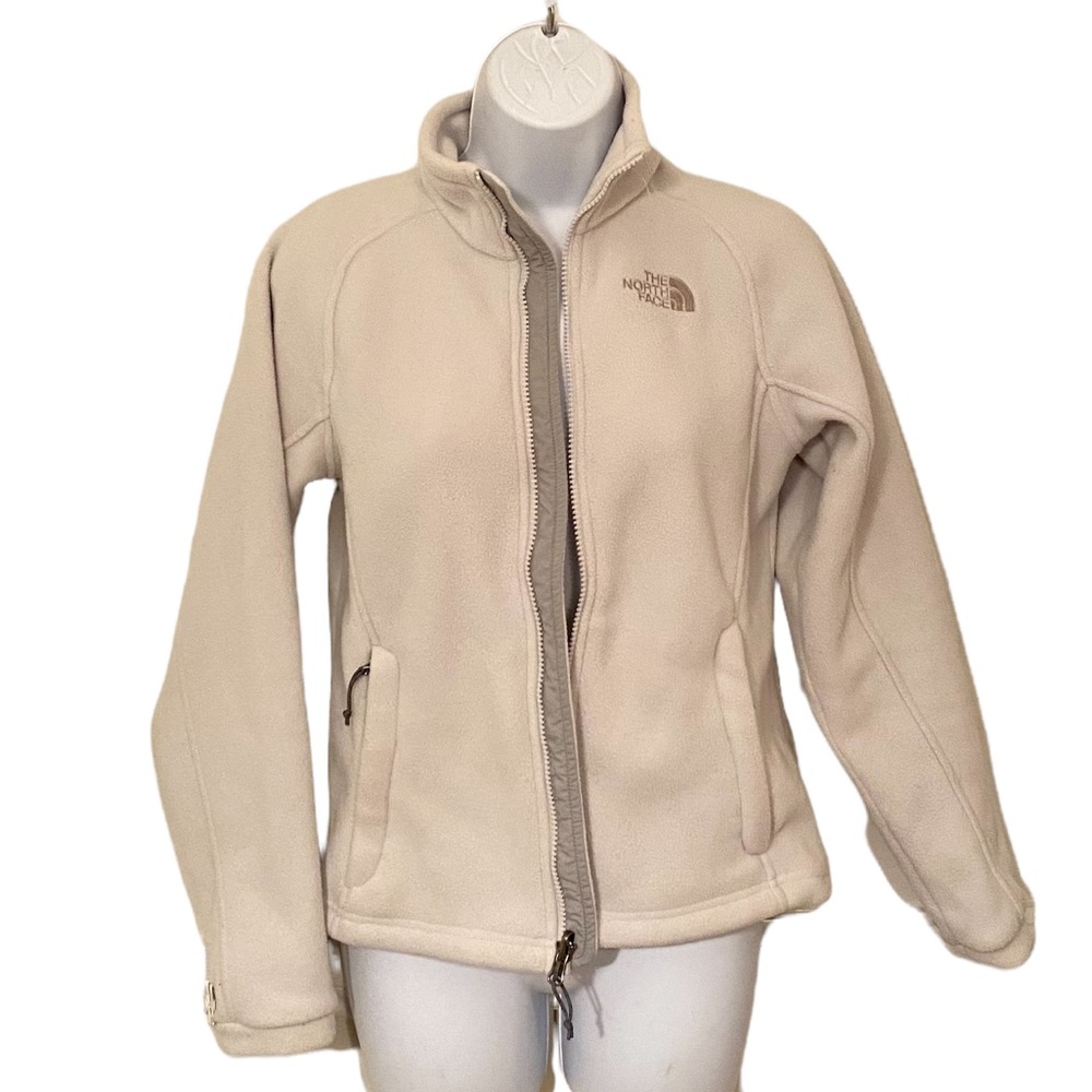THE NORTH FACE FLEECE JACKET IVORY & GRAY FULL ZIP WITH POCKETS WOMENS XS - Picture 4 of 16